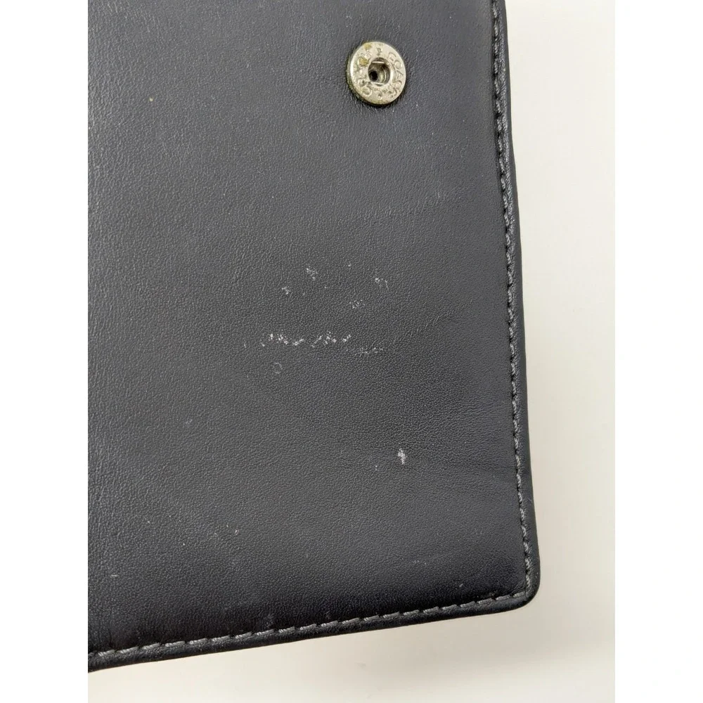COACH Multi Card Wallet Checkbook Holder Black Leather